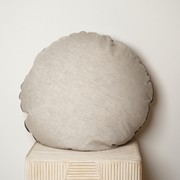 100% Flax Linen Round Piped Feather Filled Cushion- Natural Oat/ Black gallery detail image