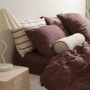100% French Flax Linen Duvet Cover Set - Cocoa gallery detail image