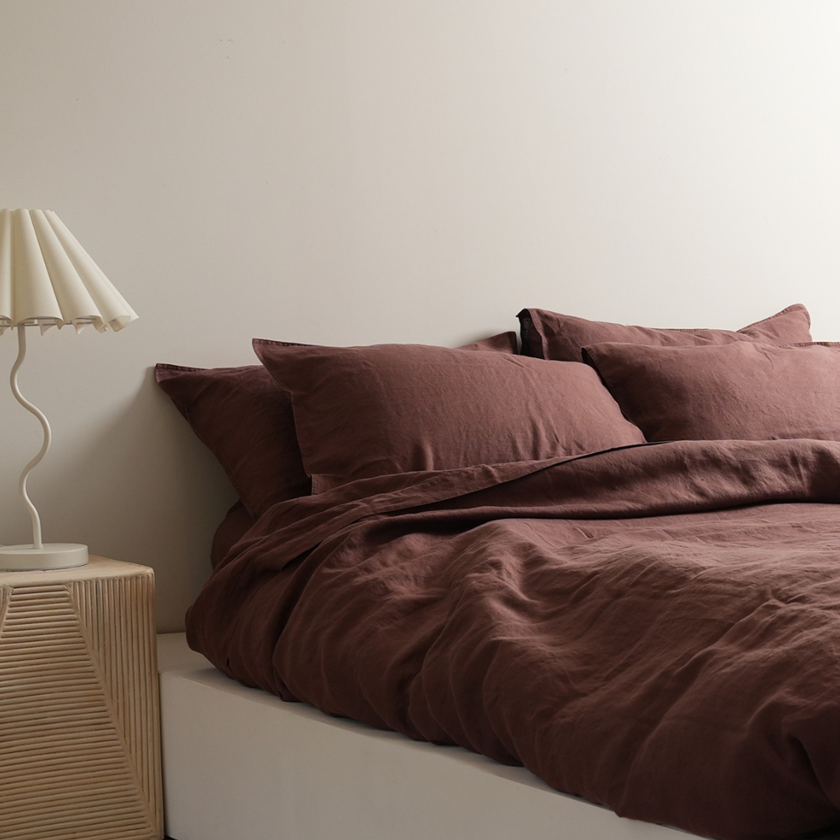 100% French Flax Linen Duvet Cover Set - Cocoa gallery detail image