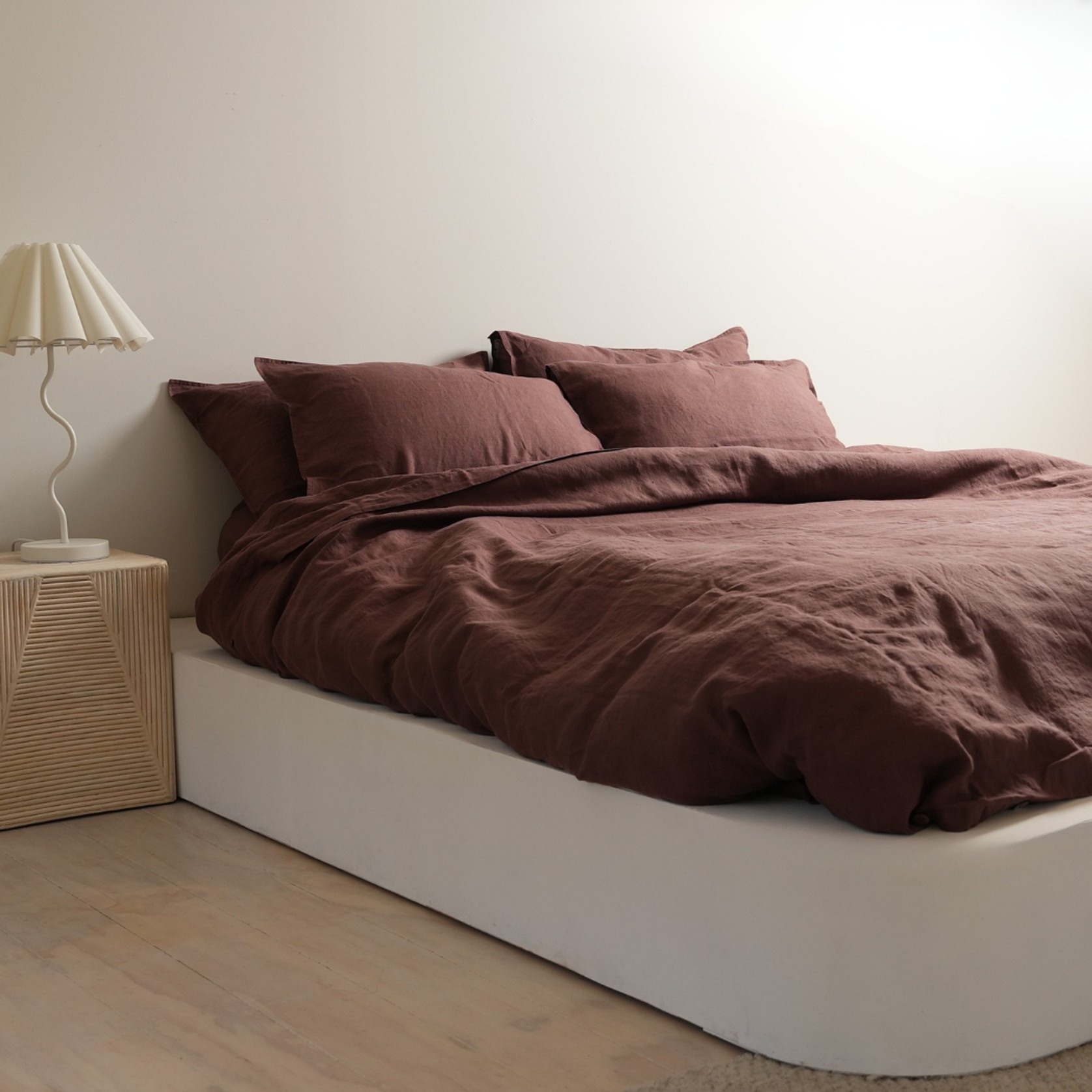 100% French Flax Linen Duvet Cover Set - Cocoa gallery detail image