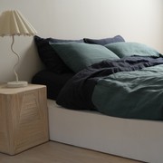 100% French Flax Linen Duvet Cover Set - Lagoon gallery detail image
