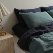 100% French Flax Linen Duvet Cover Set - Lagoon gallery detail image