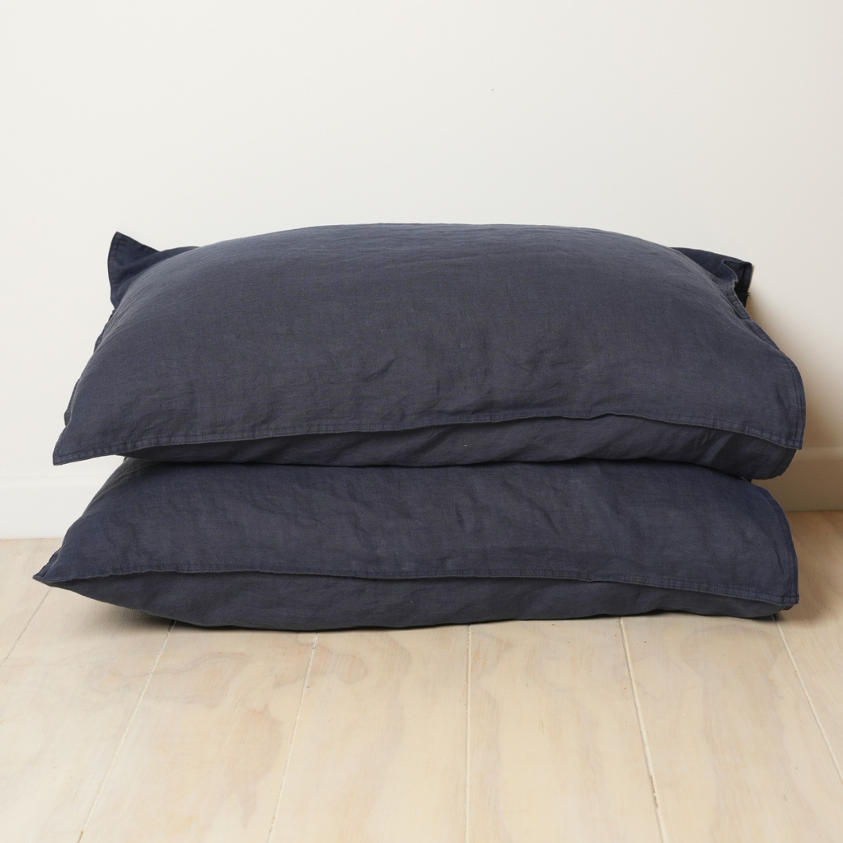 100% French Linen Pillowcase Pair- Midnight gallery detail image