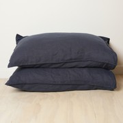 100% French Linen Pillowcase Pair- Midnight gallery detail image