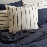 100% French Flax Linen Euro Pillowcase- Midnight Stripe gallery detail image