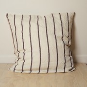 100% French Flax Linen Euro Pillowcase- Cocoa Stripe gallery detail image
