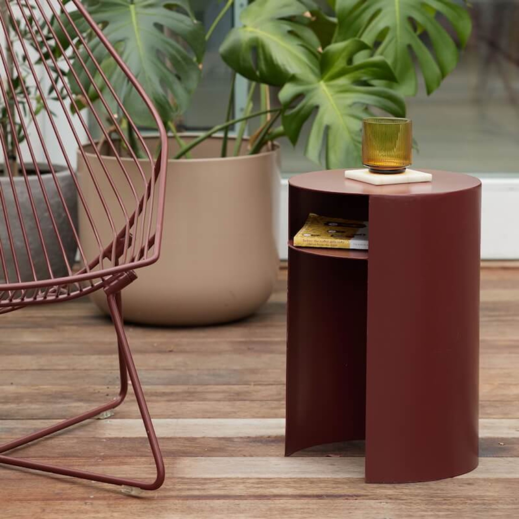 Waipuna Table – Stainless Steel - Chocolate Red gallery detail image