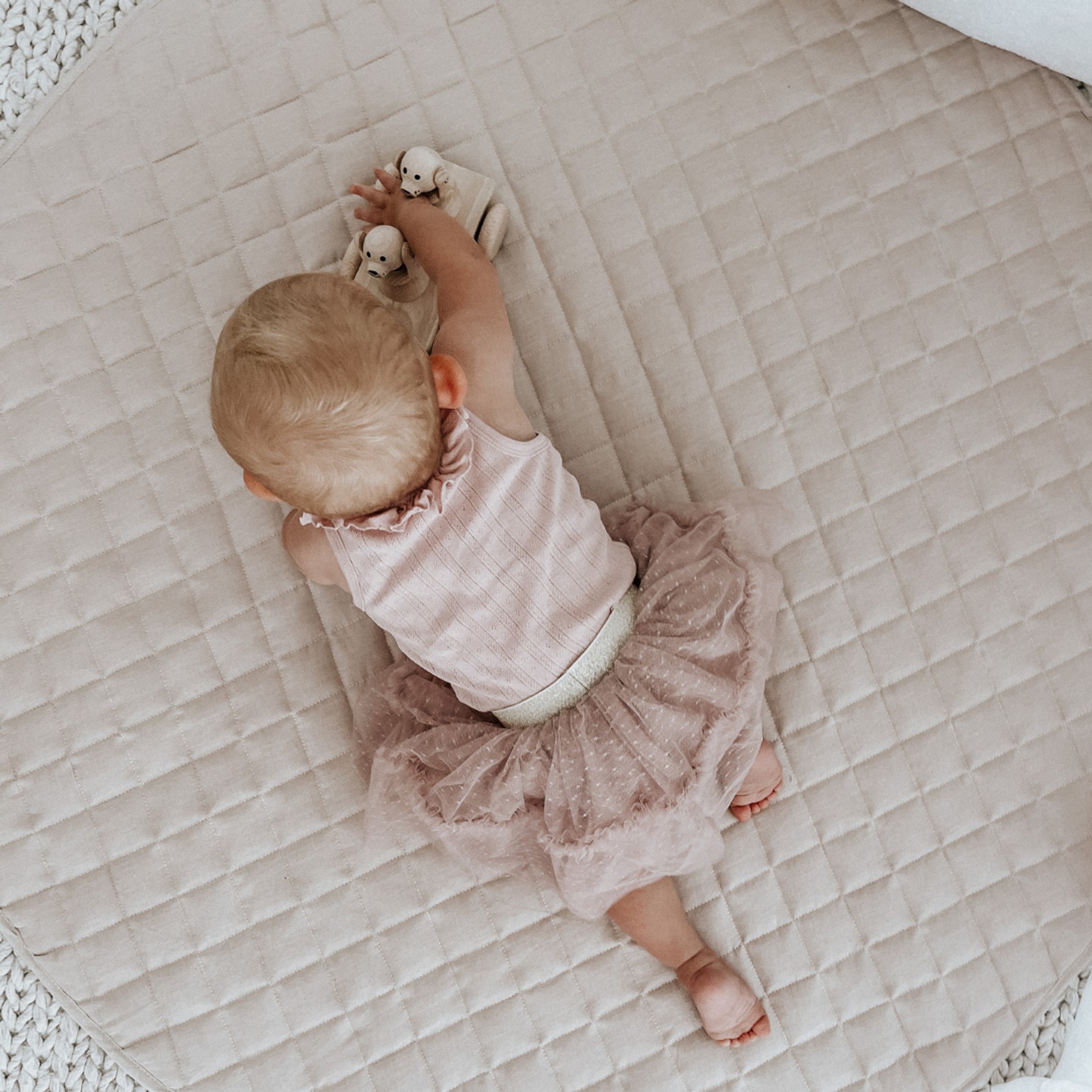 100% French Flax Linen Playmat- Latte gallery detail image
