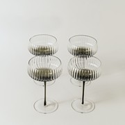 Ribbed Champagne Coupe- Set 4 Charcoal gallery detail image