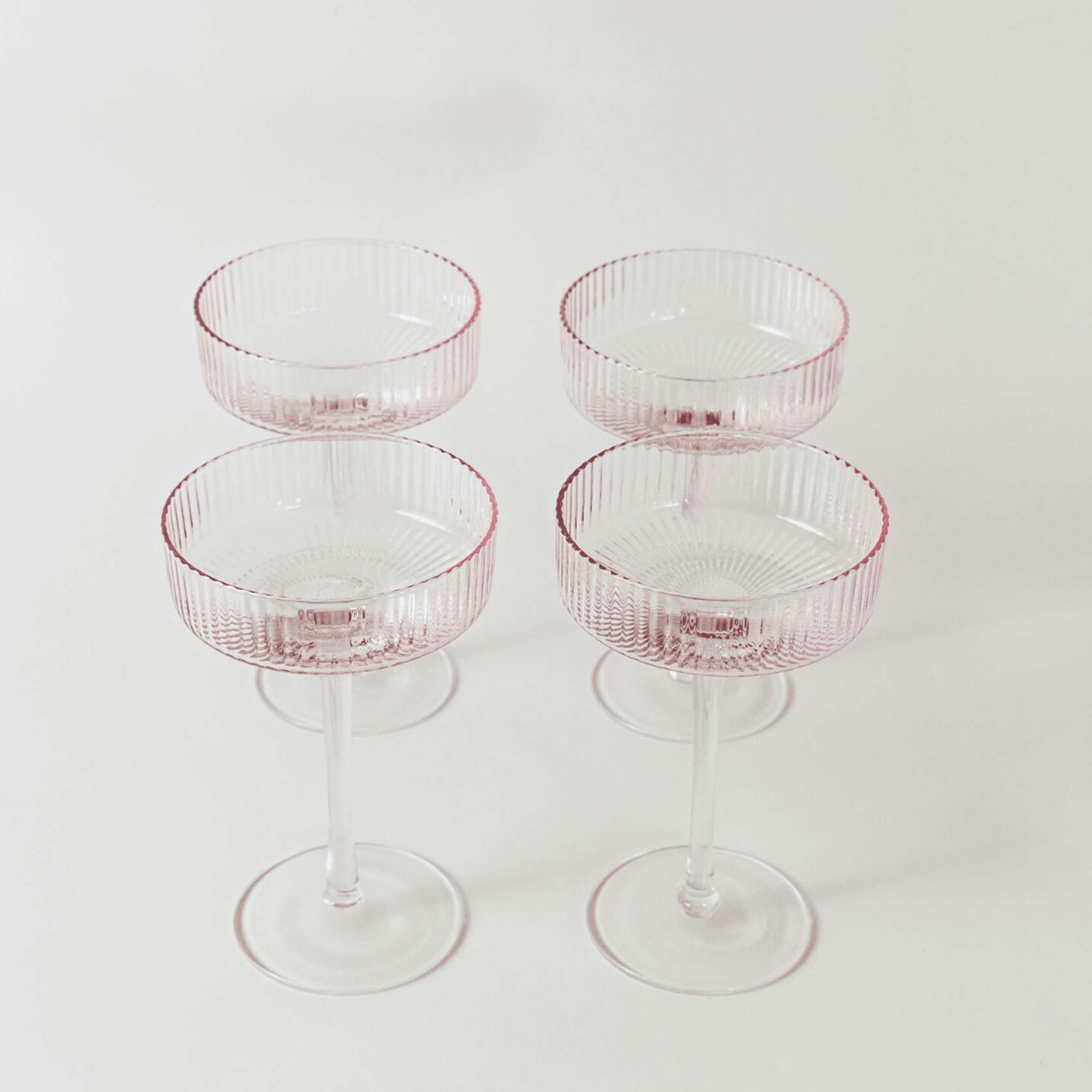 Ribbed Cocktail Glasses Set 4 Blush ArchiPro NZ