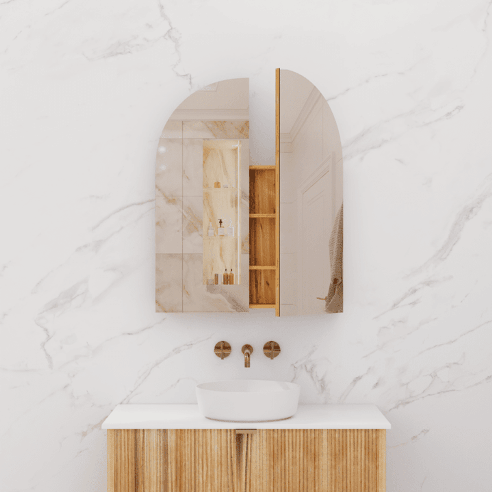 Fifth Avenue Arka Shaving Cabinet - Blackbutt gallery detail image