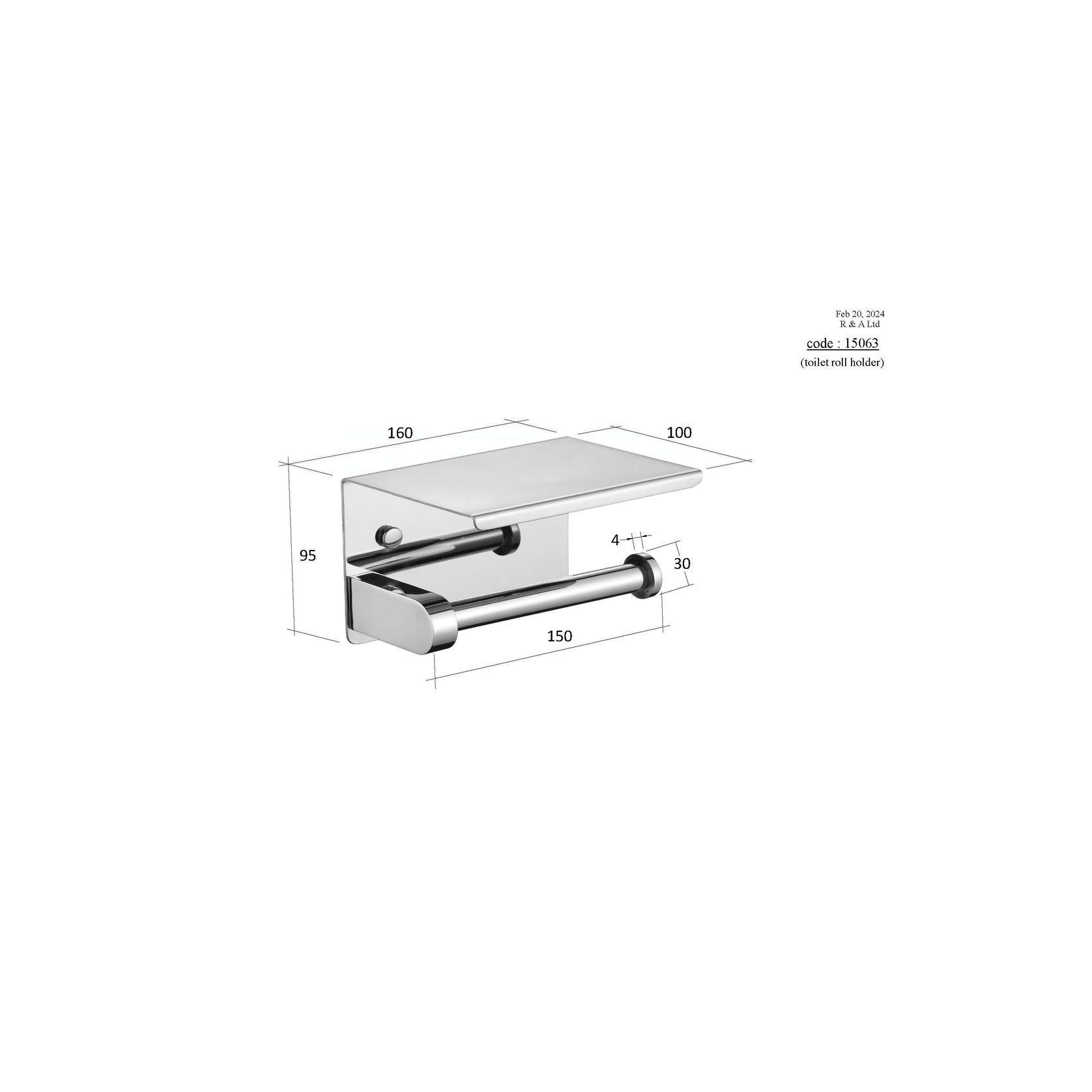 Versa Toilet Roll Holder & Shelf gallery detail image