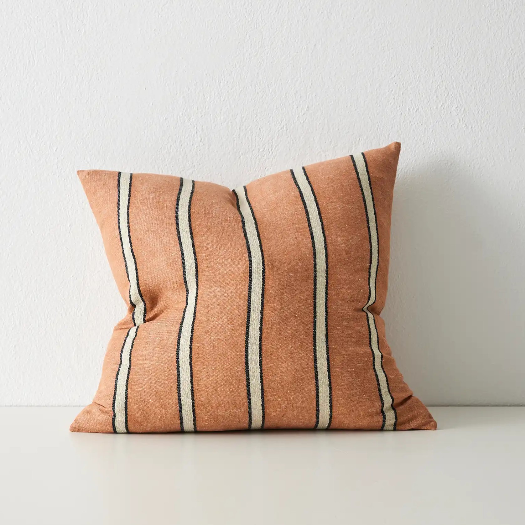 Weave Home Vinnie Striped Cushion - Terracotta | Square and Lumbar gallery detail image