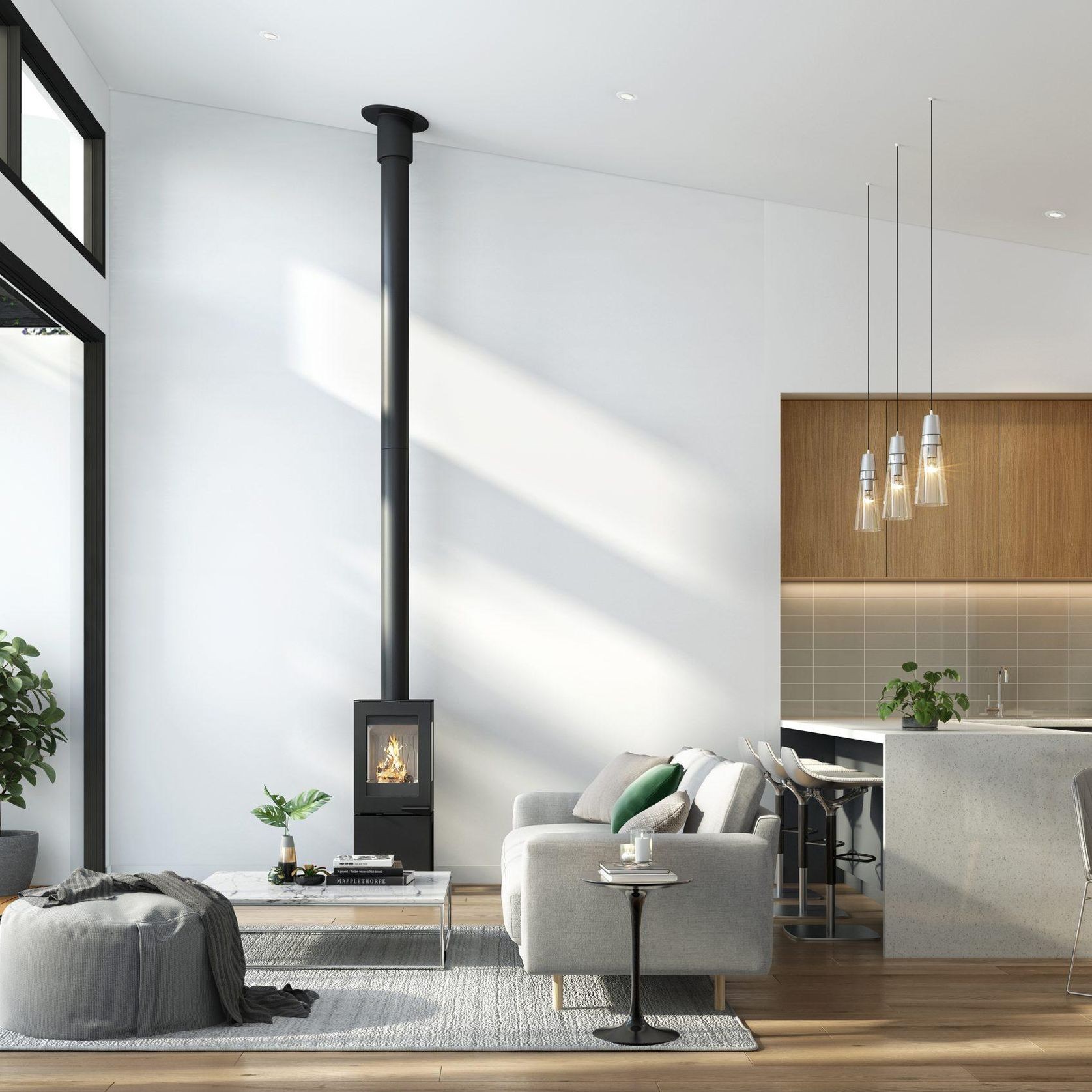 Visionline Pera Freestanding 3 x Sided Wood Fireplace gallery detail image
