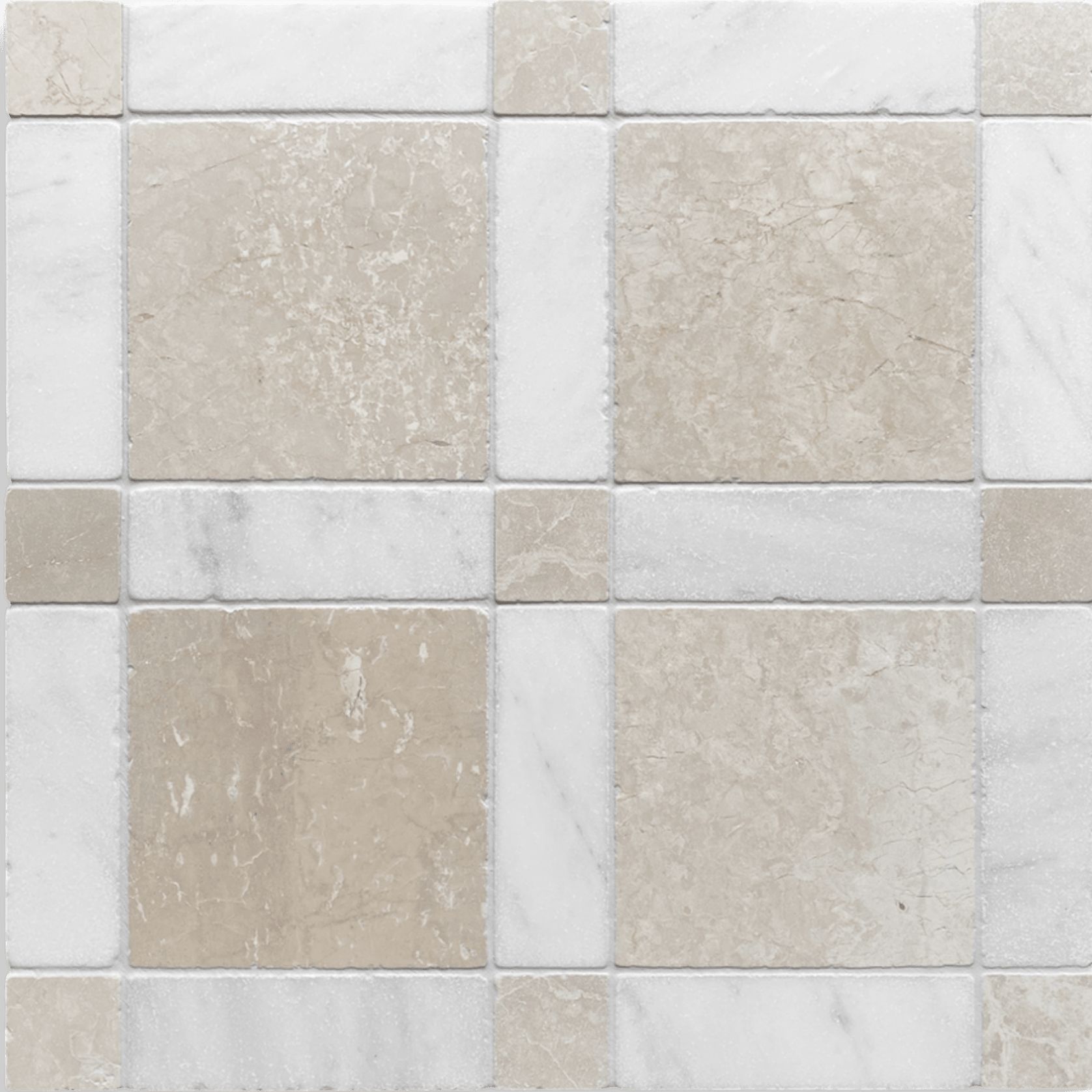 Gingham Botticino and Oriental White Tumbled gallery detail image