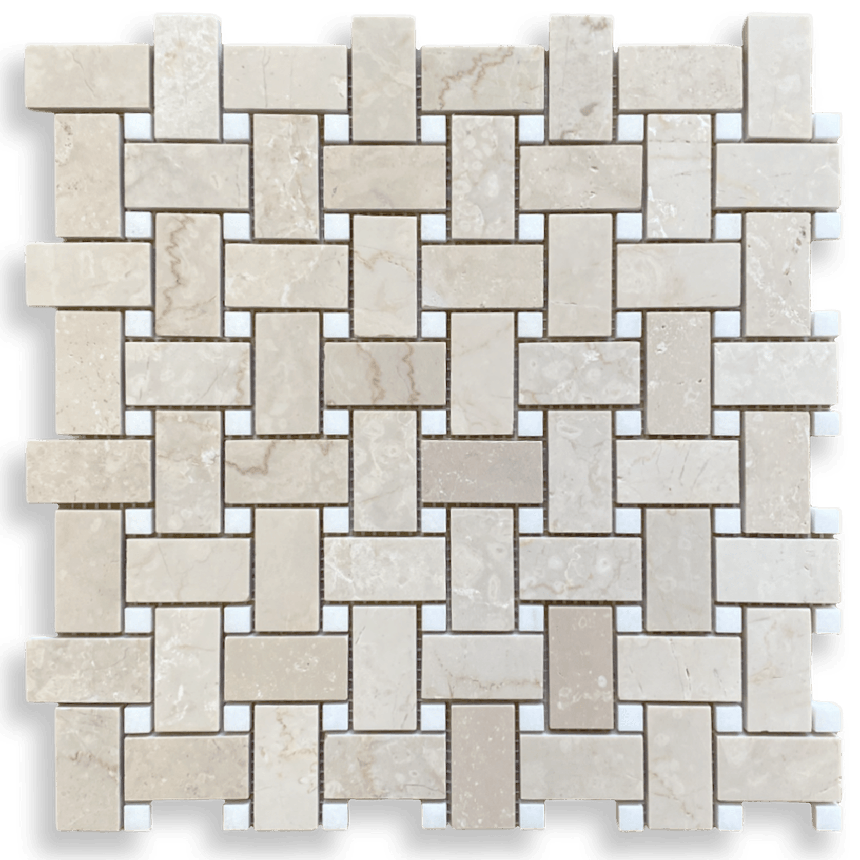 Basketweave, Botticino and Thassos Marble Honed gallery detail image