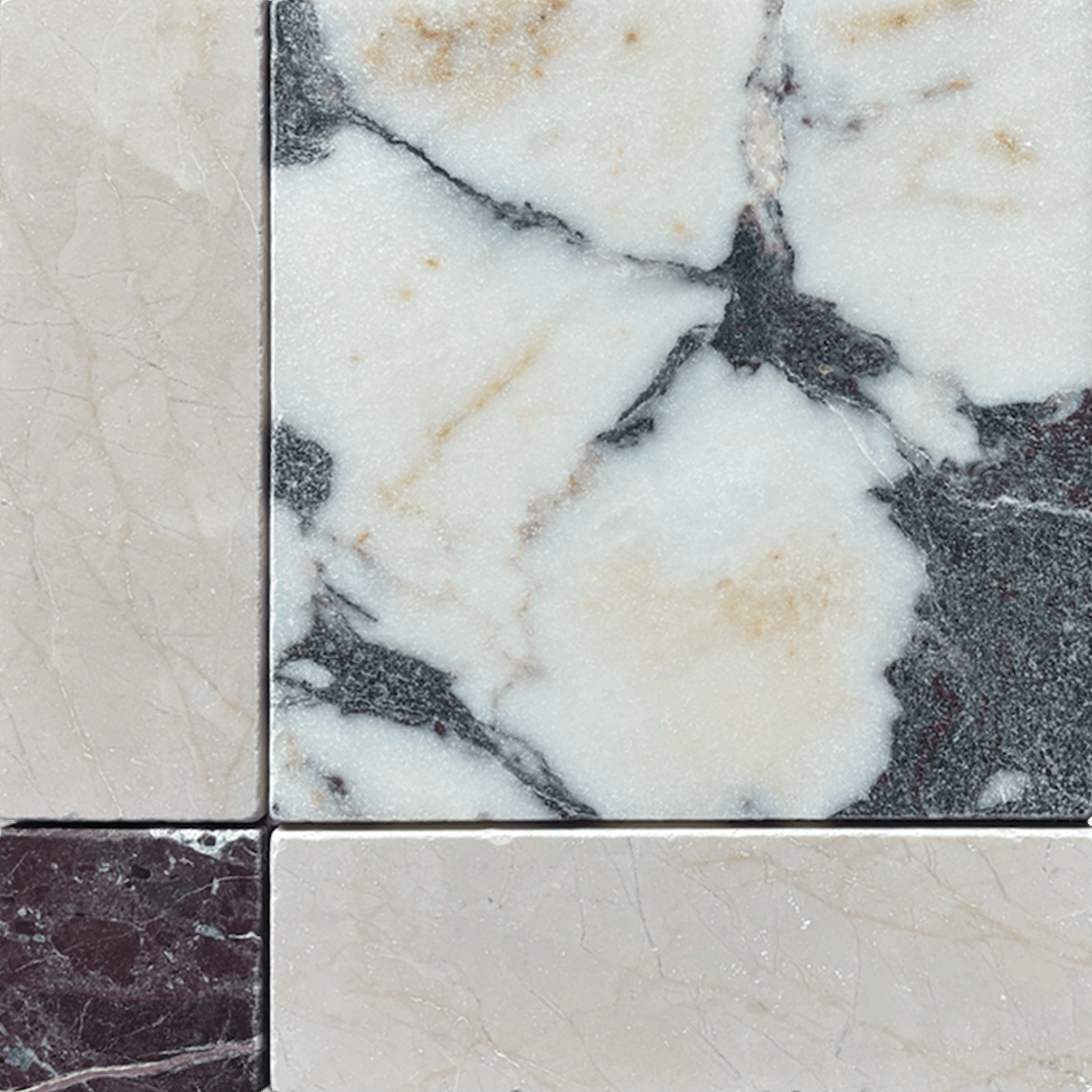 Gingham Calacatta Viola, Botticino and Rosso Levante Tumbled gallery detail image