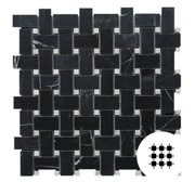 Nero Marquina Honed Basketweave With Carrara C Dots gallery detail image