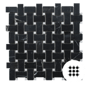 Nero Marquina Honed Basketweave With Carrara C Dots gallery detail image