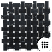 Nero Marquina Honed Basketweave With Carrara C Dots gallery detail image