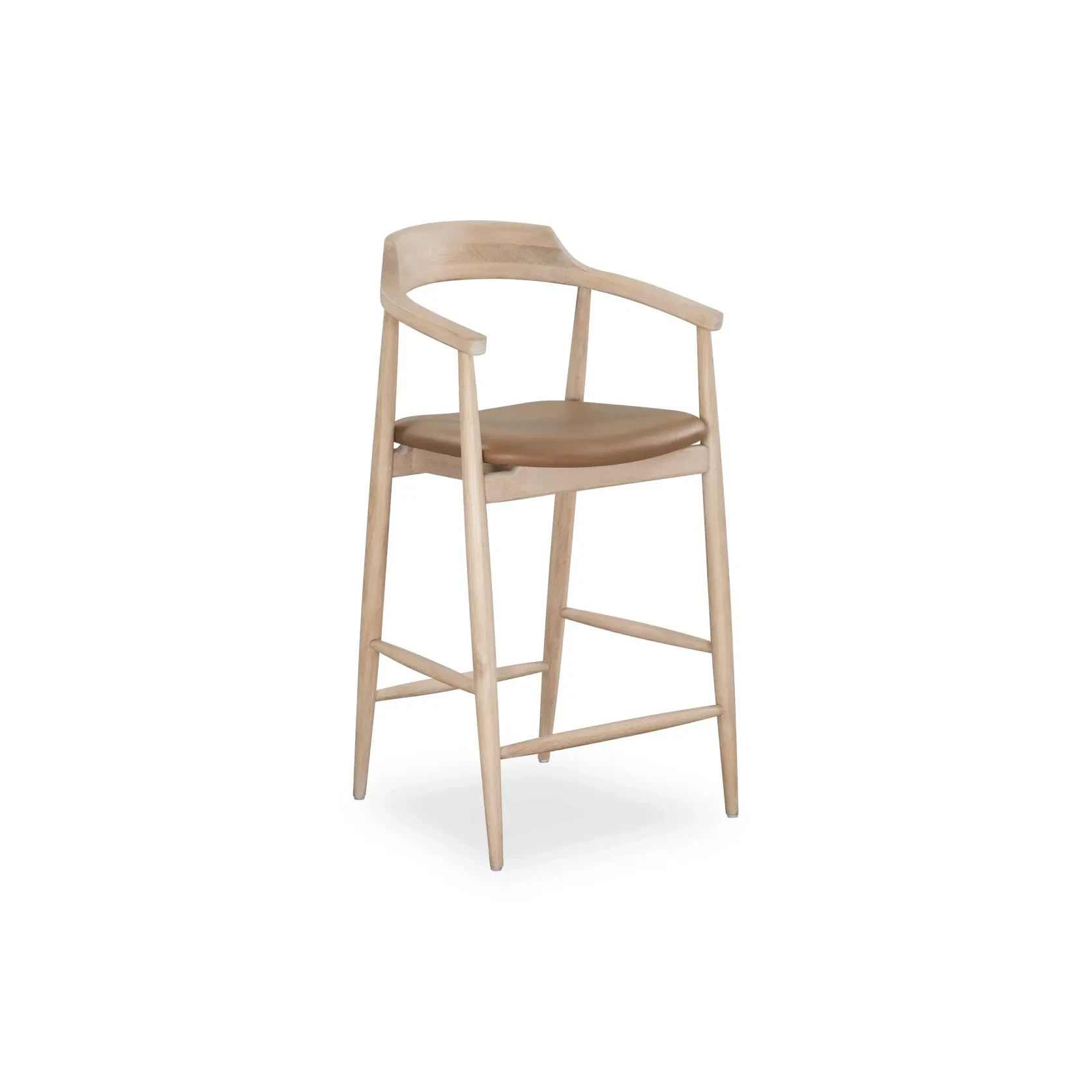 Profile Bar Stool 65cm - Oak / Tan Leather gallery detail image