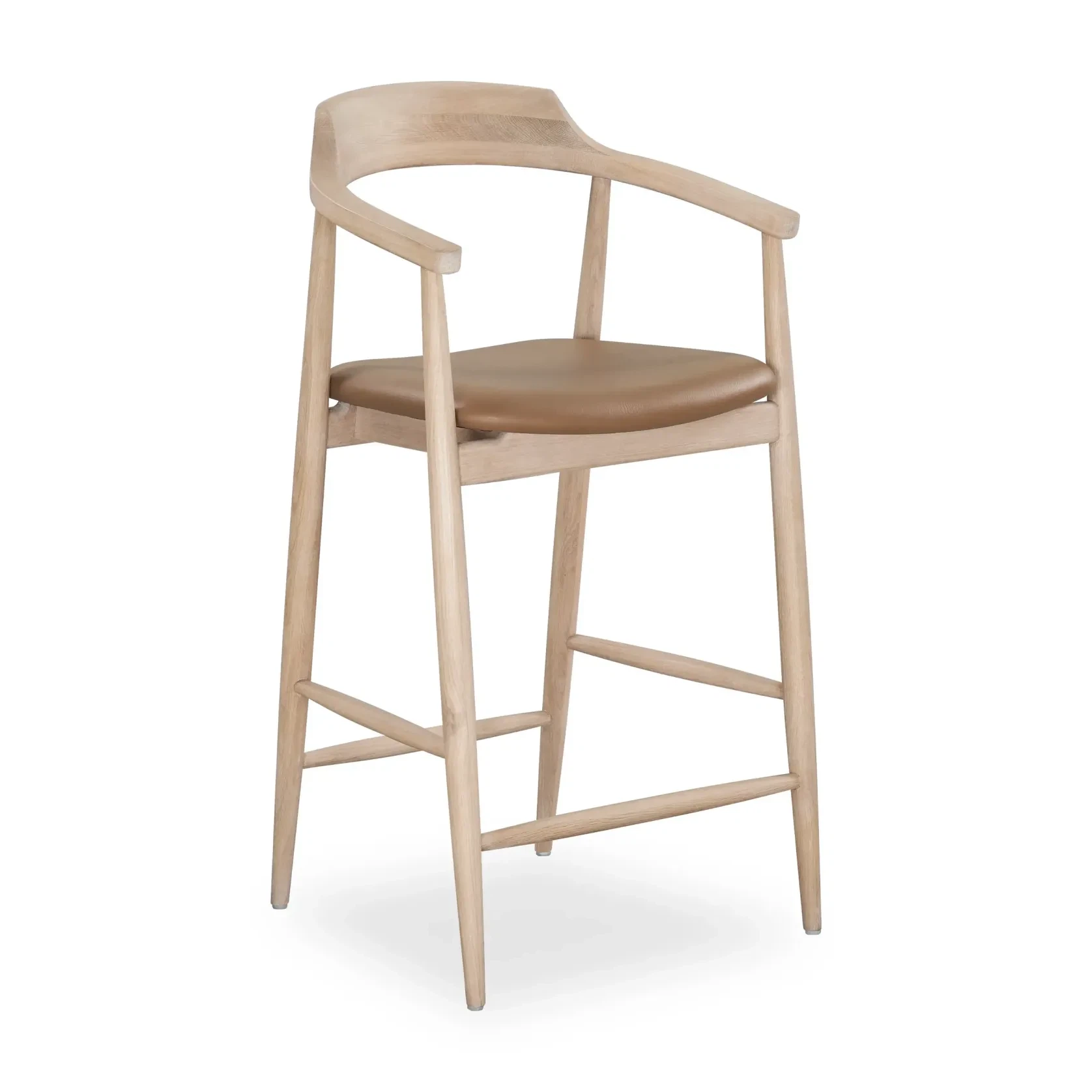 Profile Bar Stool 65cm - Oak / Tan Leather gallery detail image