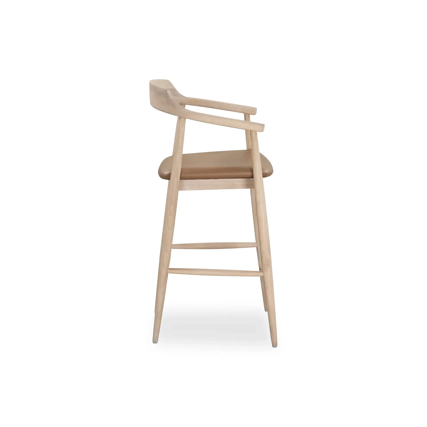 Profile Bar Stool 65cm - Oak / Tan Leather gallery detail image