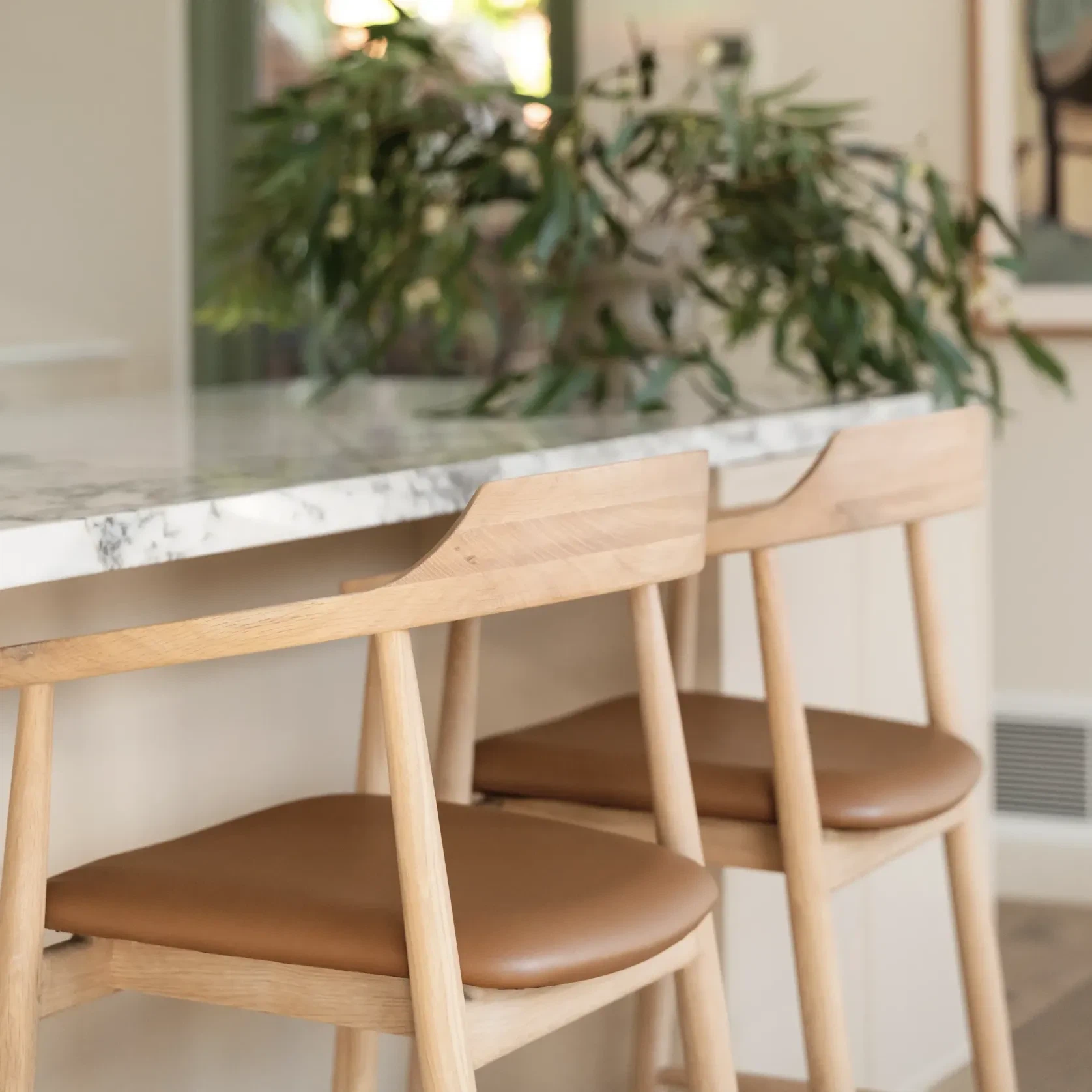 Profile Bar Stool 65cm - Oak / Tan Leather gallery detail image