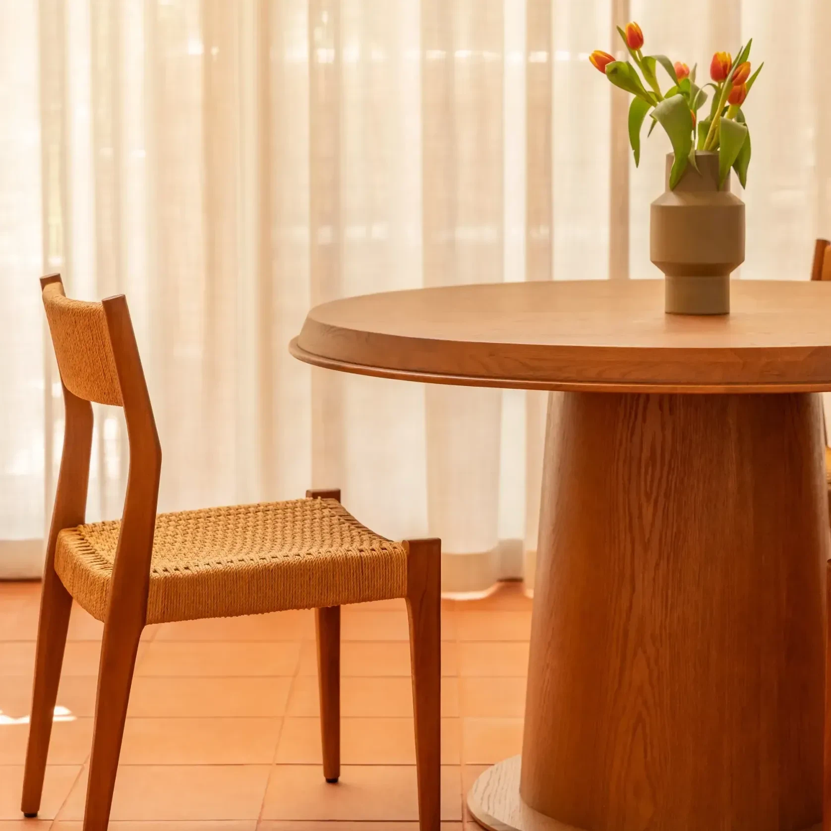 Tone Round Dining Table 120cm - Deep Oak gallery detail image