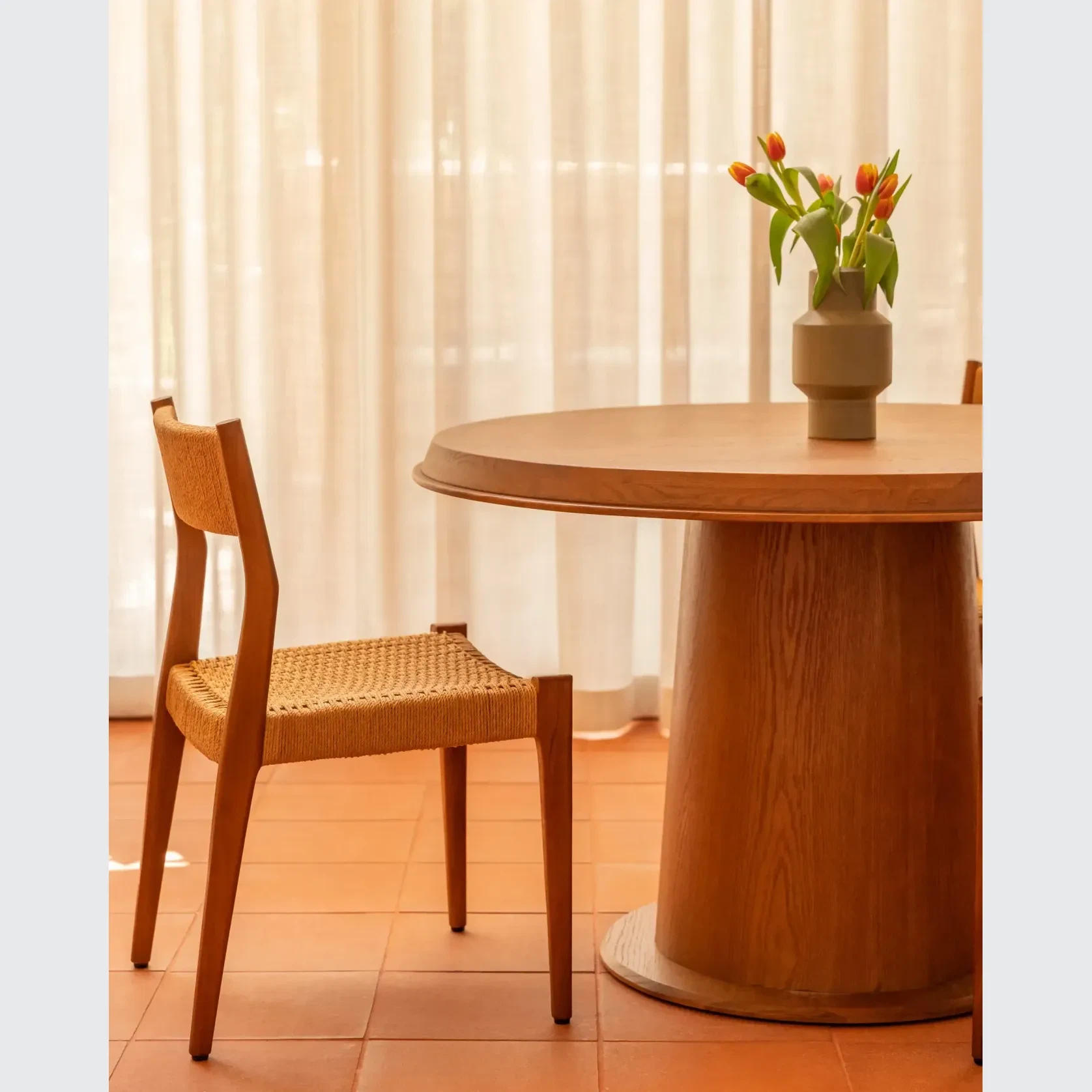 Tone Round Dining Table 120cm - Deep Oak gallery detail image