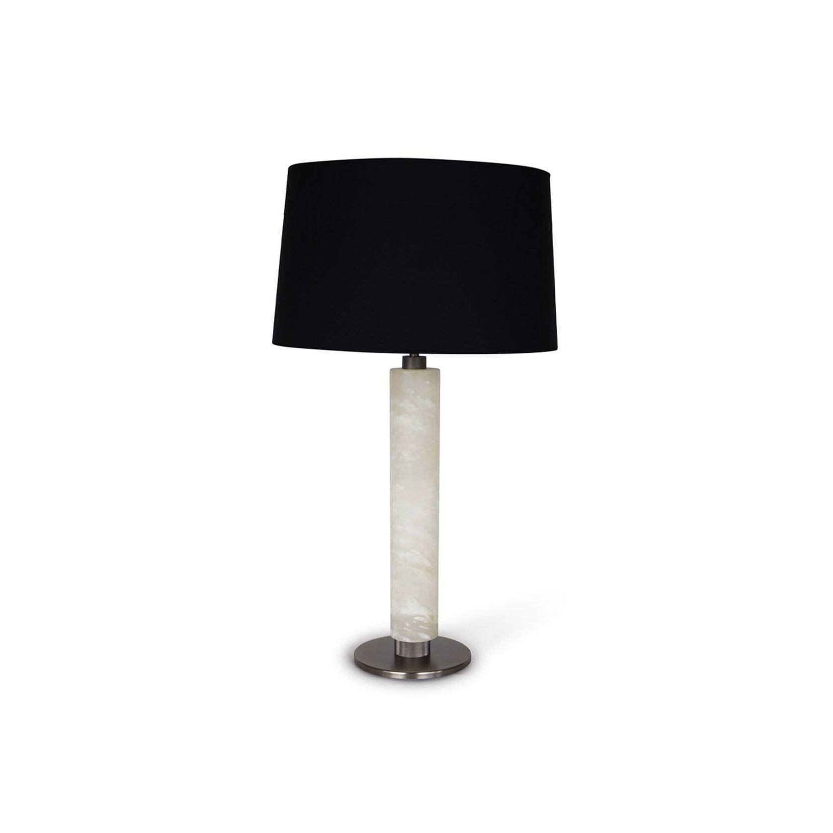 Tz - Valencia Table Lamp - Alabaster, Vintage Silver Finish With Black Shade gallery detail image