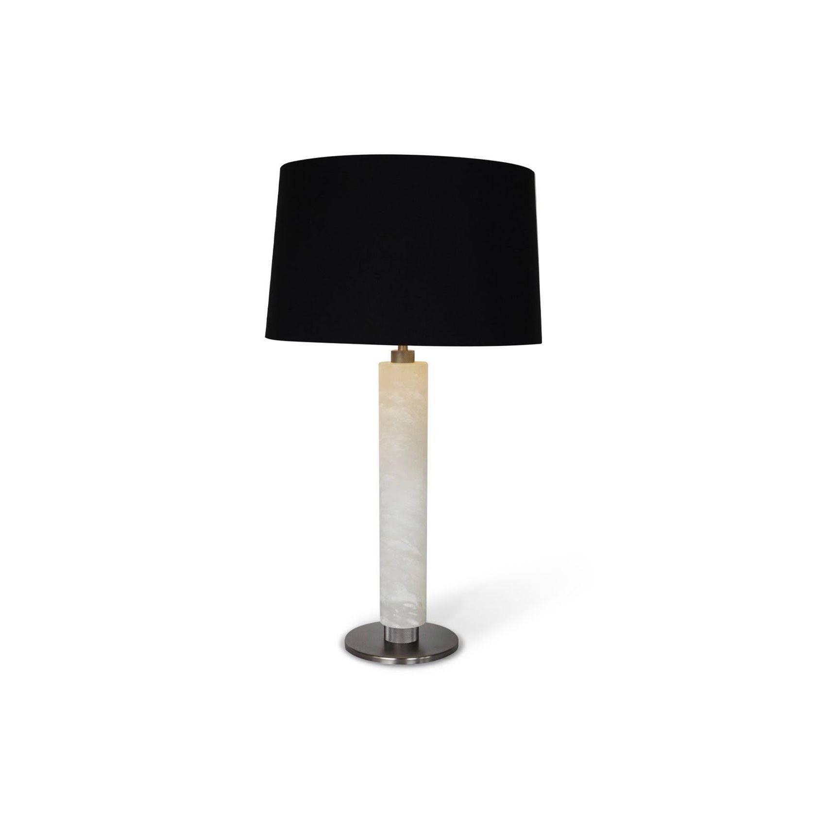 Tz - Valencia Table Lamp - Alabaster, Vintage Silver Finish With Black Shade gallery detail image