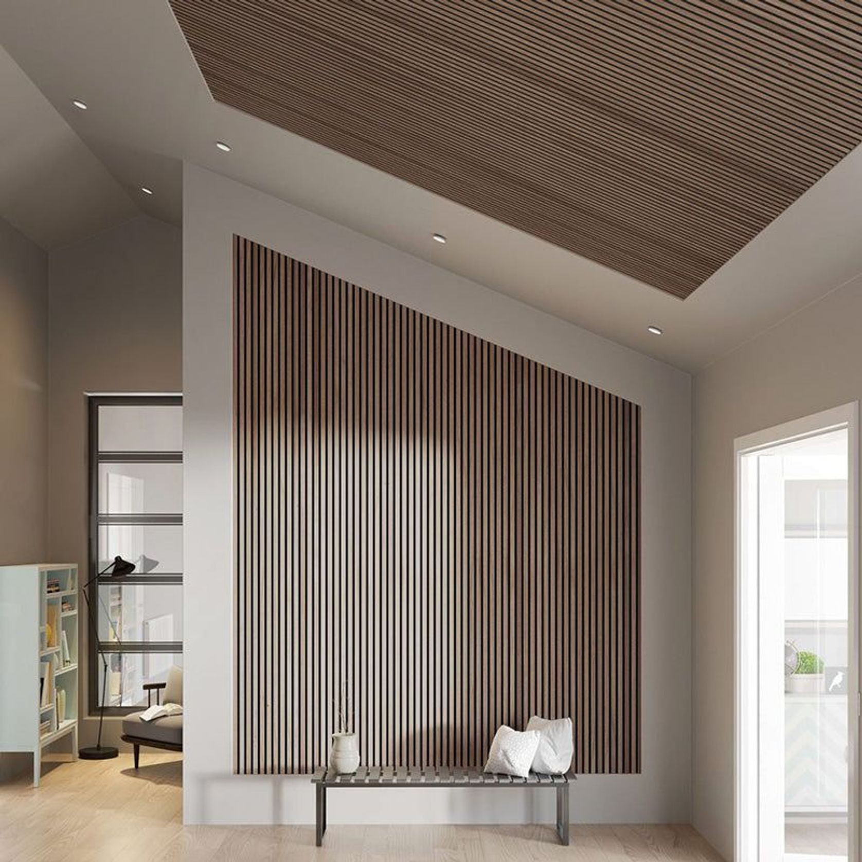 WOODFLEX Flexible Acoustic Wood Slat Wall Panel, Walnut Veneer - 2700mm x 600mm gallery detail image