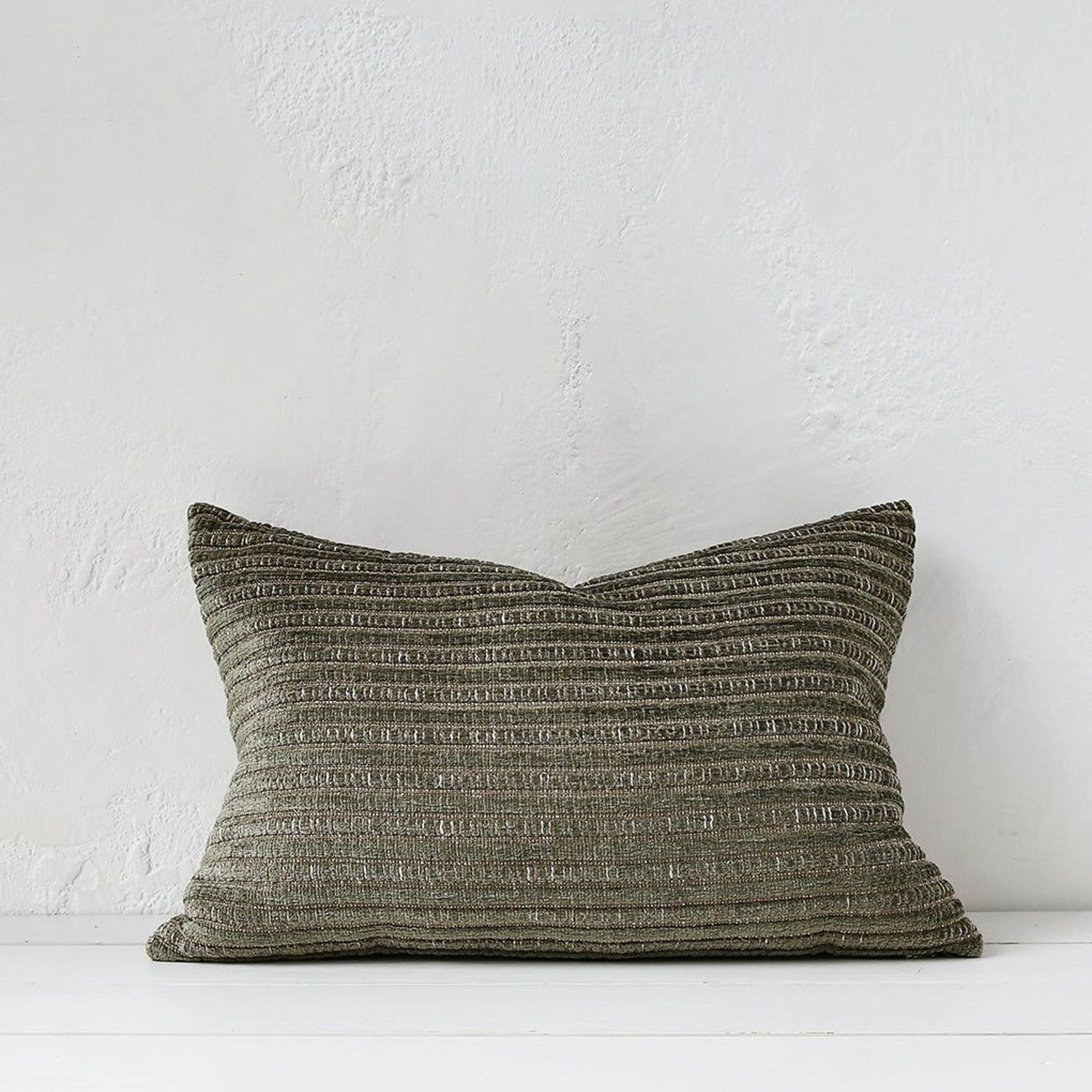 Velvet Rib Cushion / Feather Inner / Moss gallery detail image