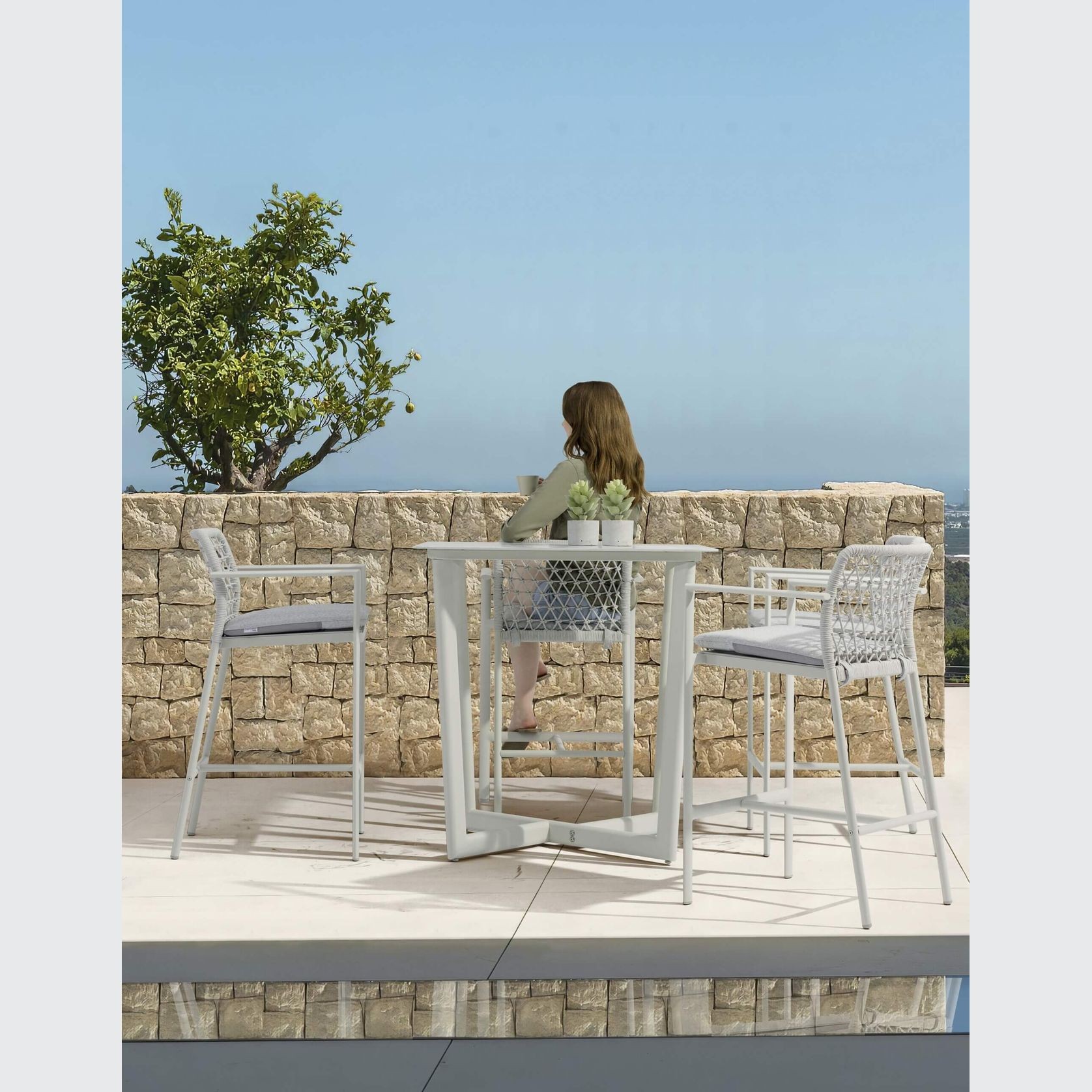 Set of 2 - Verona Outdoor Barstool - Light Grey gallery detail image