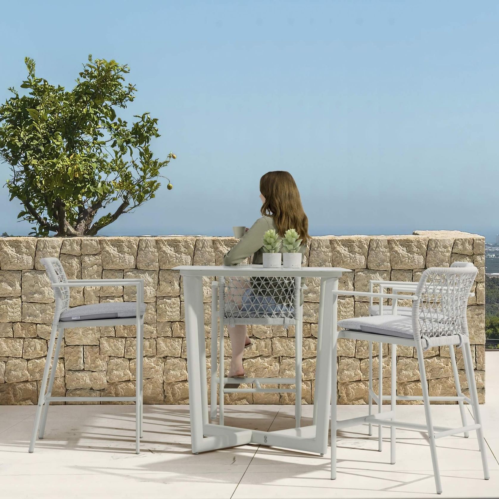 Verona Square Outdoor Bar Table - Charcoal gallery detail image