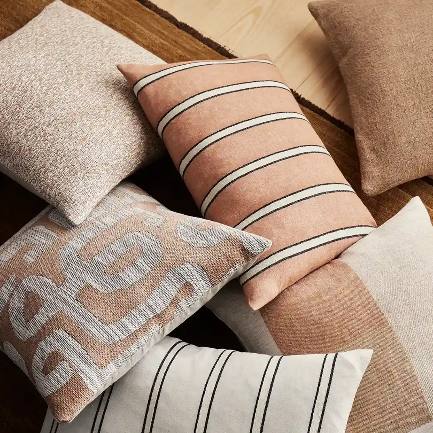 Weave Home Vinnie Striped Cushion - Terracotta | Square and Lumbar gallery detail image