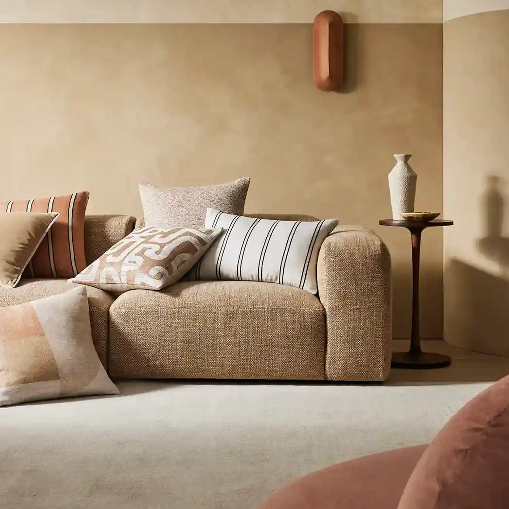 Weave Home Vinnie Striped Cushion - Terracotta | Square and Lumbar gallery detail image