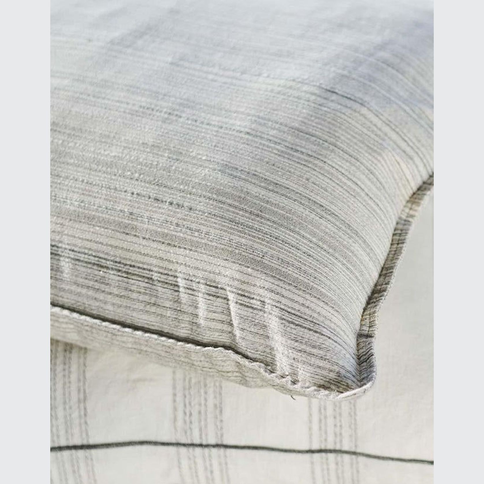 Vista Cushion - Sage/White Stripe 60x60 gallery detail image