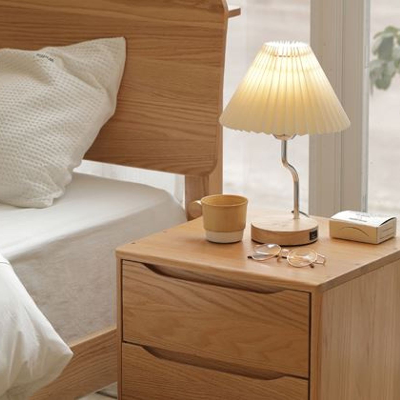 Berlin Natural Solid Oak Bedside Table gallery detail image