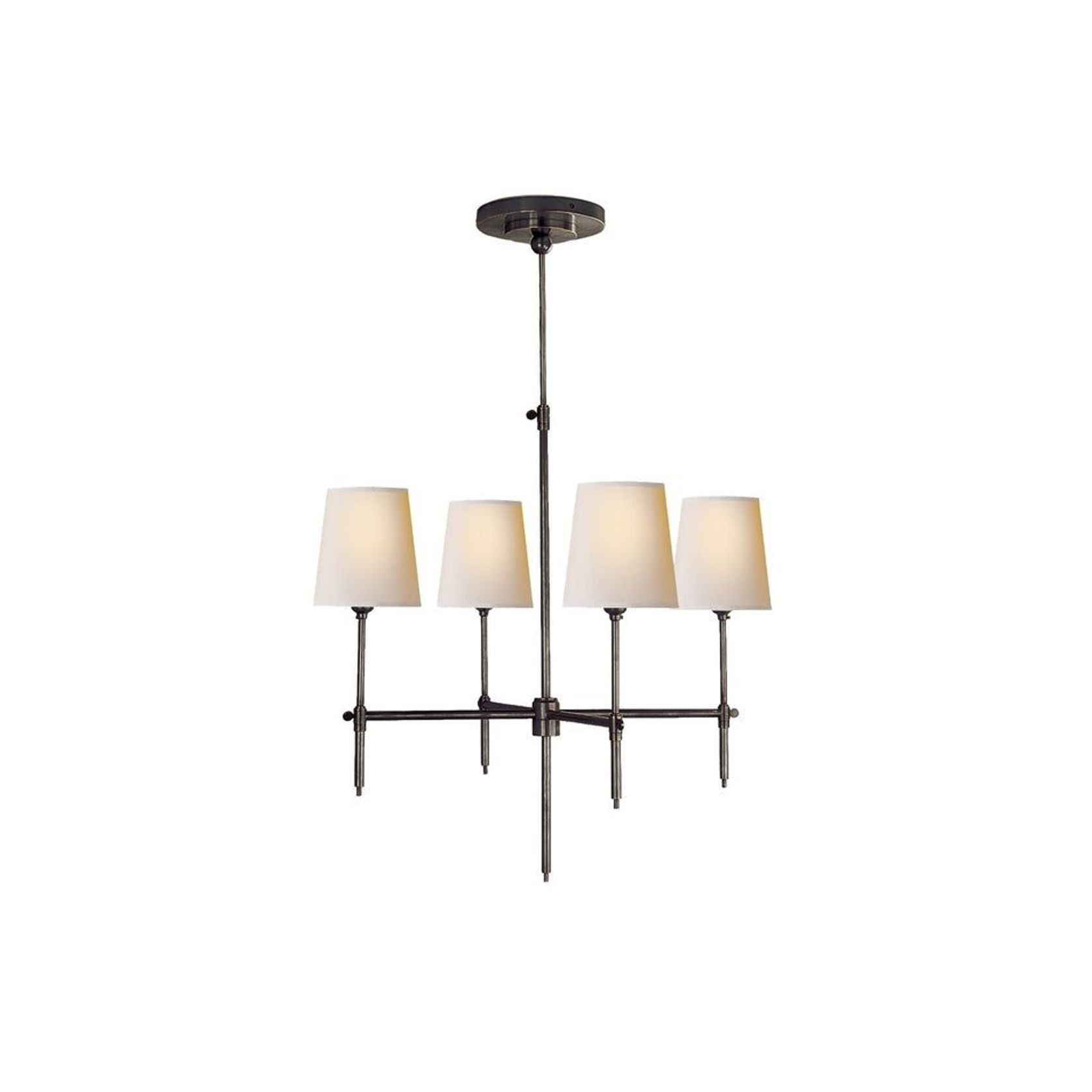 Thomas O'Brien Bryant Chandelier Small in Bronze with Natural Paper Shades gallery detail image