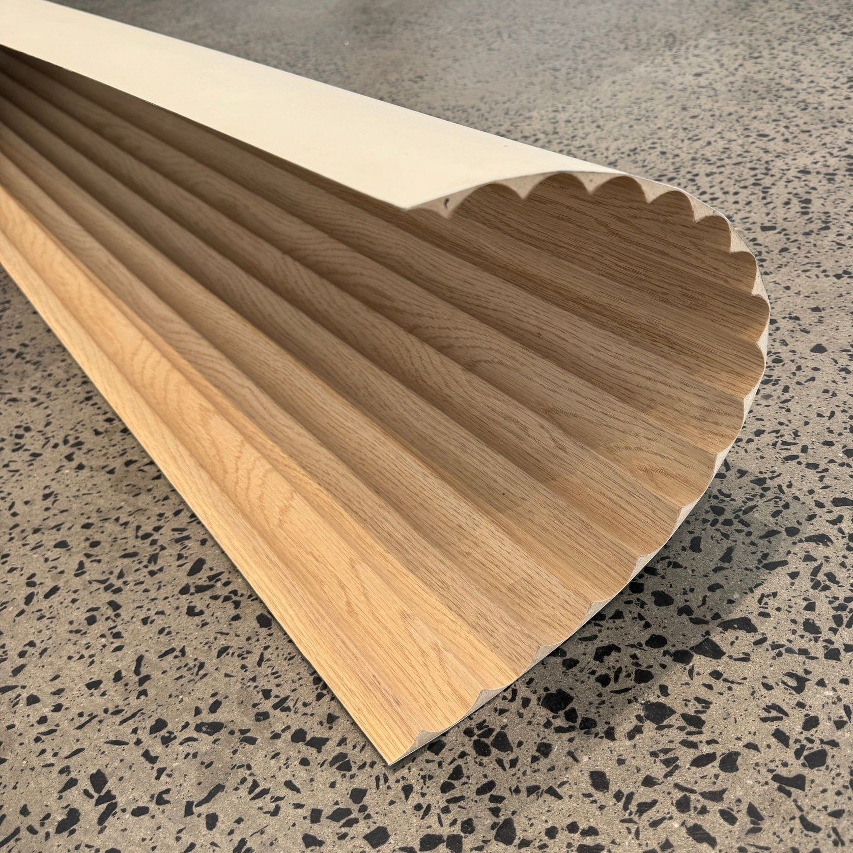 WOODFLEX® FLOW Flexible Wooden Wall Panel - Oak Veneer - 2700mm x 600mm - Wave 37.5mm gallery detail image