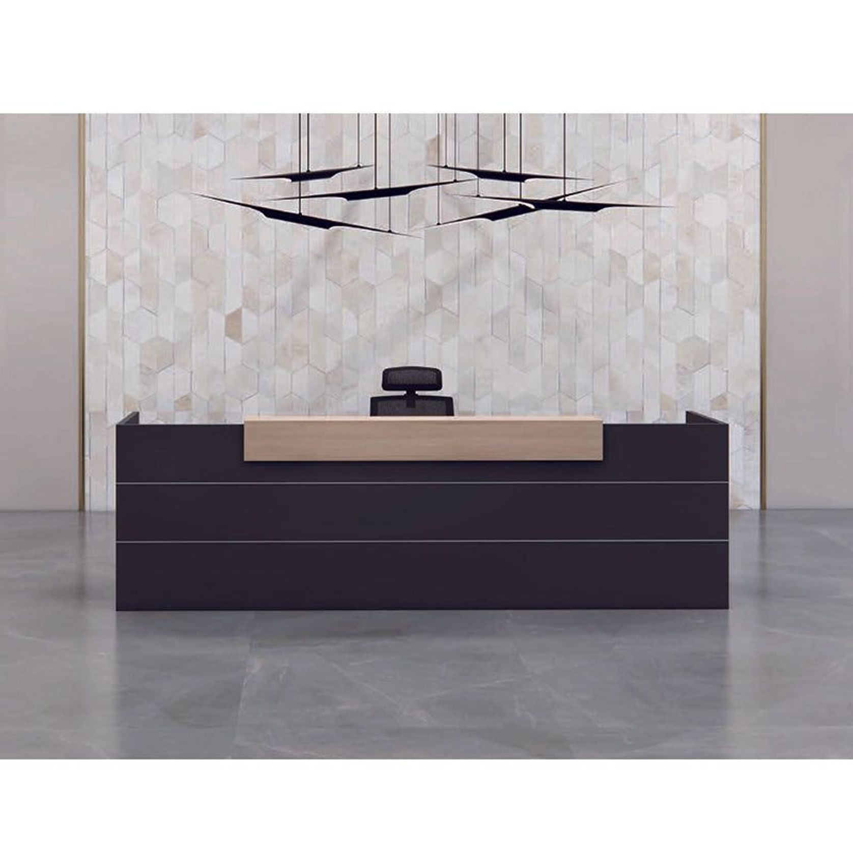 BELEN Reception Desk 2.4M - Acacia & Carbon Grey gallery detail image