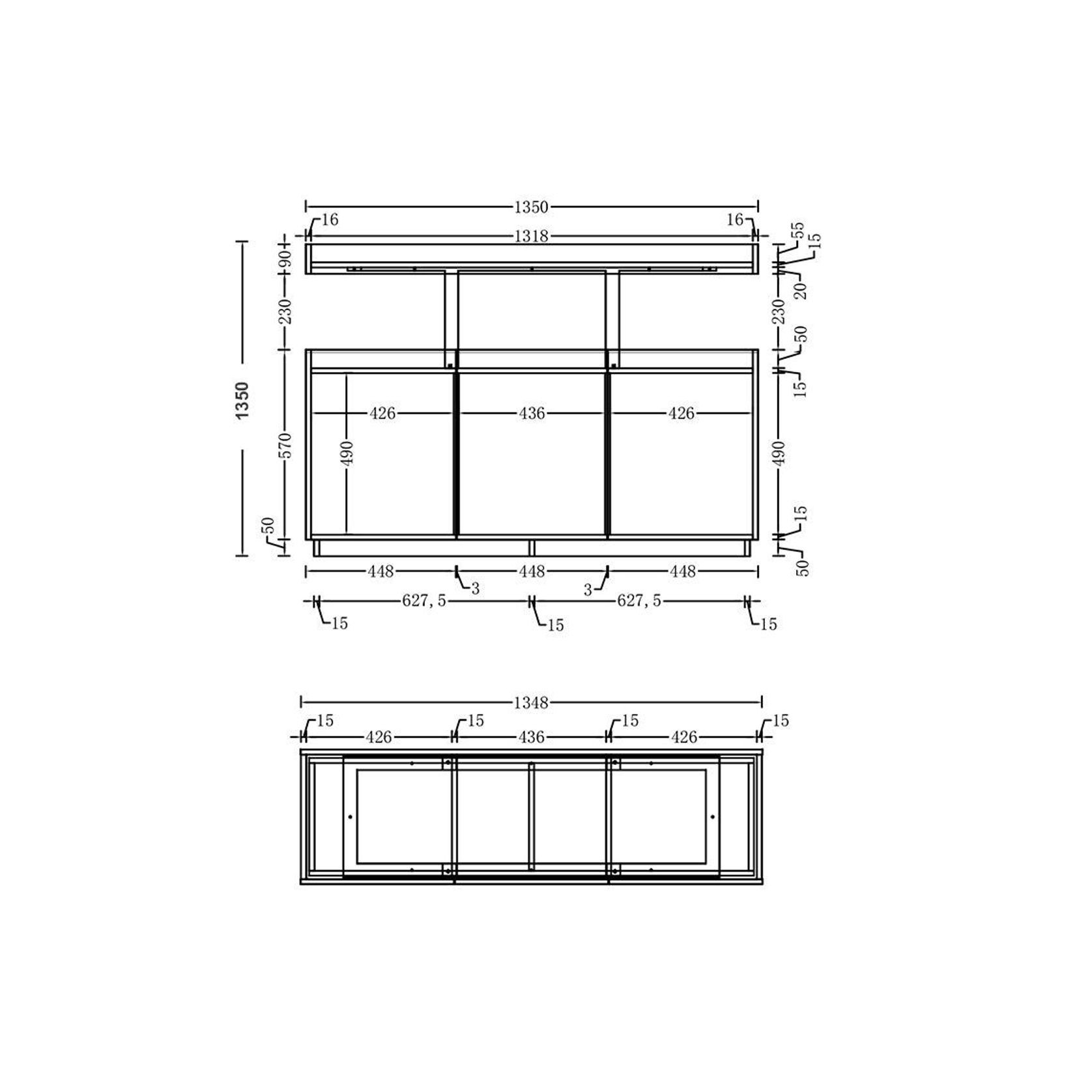 TRIBECA Credenza Cabinet 135cm - Warm Oak with Black gallery detail image