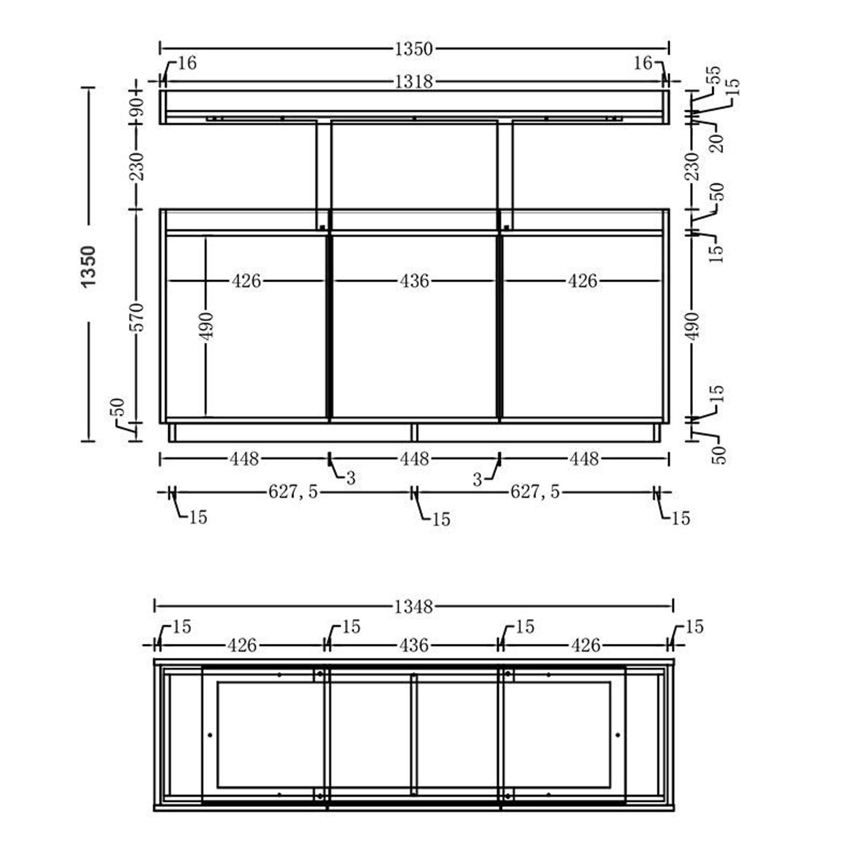 TRIBECA Credenza Cabinet 135cm - Warm Oak with Black gallery detail image