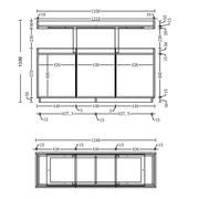 TRIBECA Credenza Cabinet 135cm - Warm Oak with Black gallery detail image
