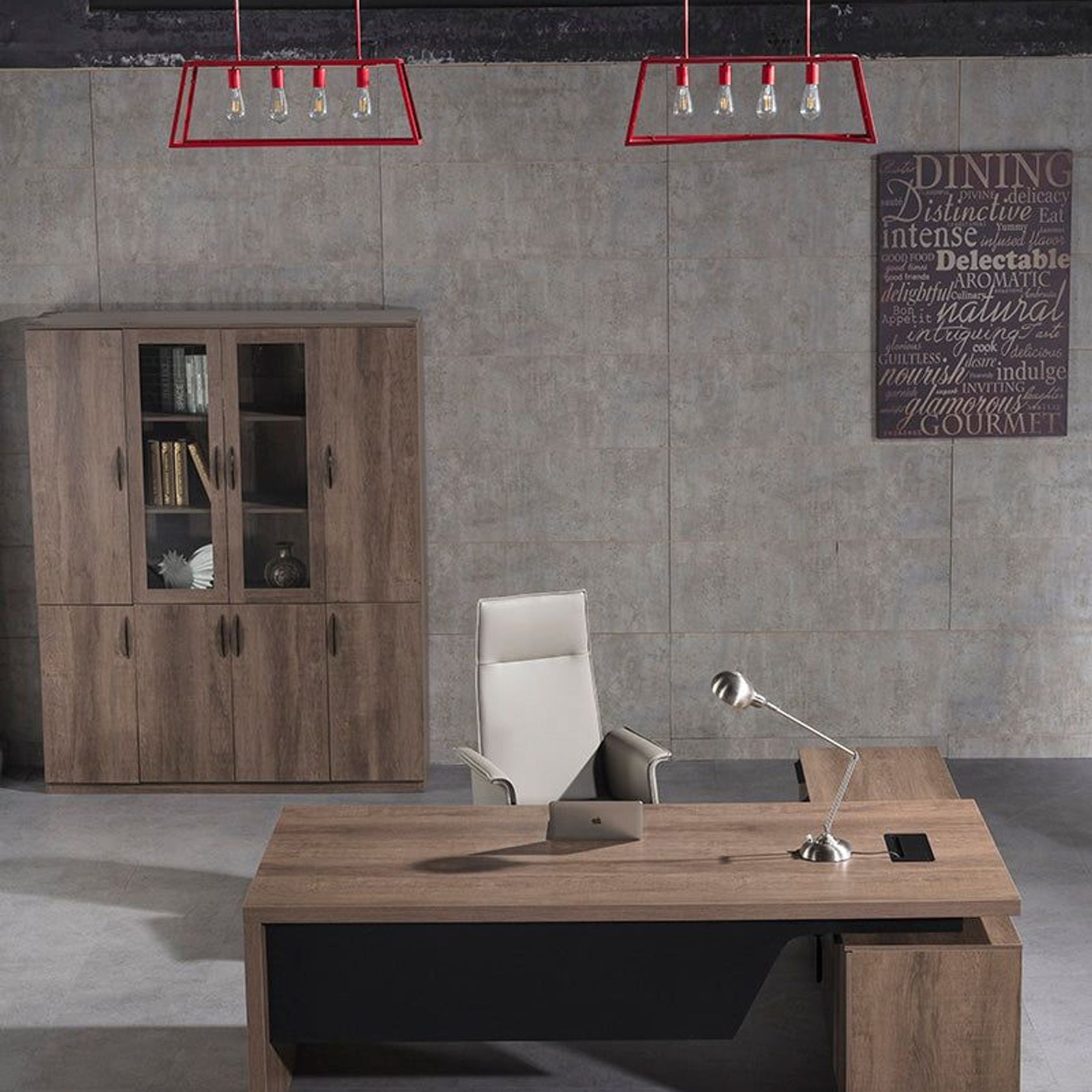 BALDER Executive Desk with Left Return 1.8-2.0M - Warm Oak & Black gallery detail image