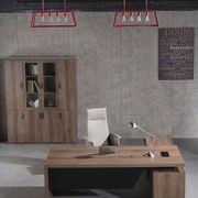BALDER Executive Desk with Left Return 1.8-2.0M - Warm Oak & Black gallery detail image