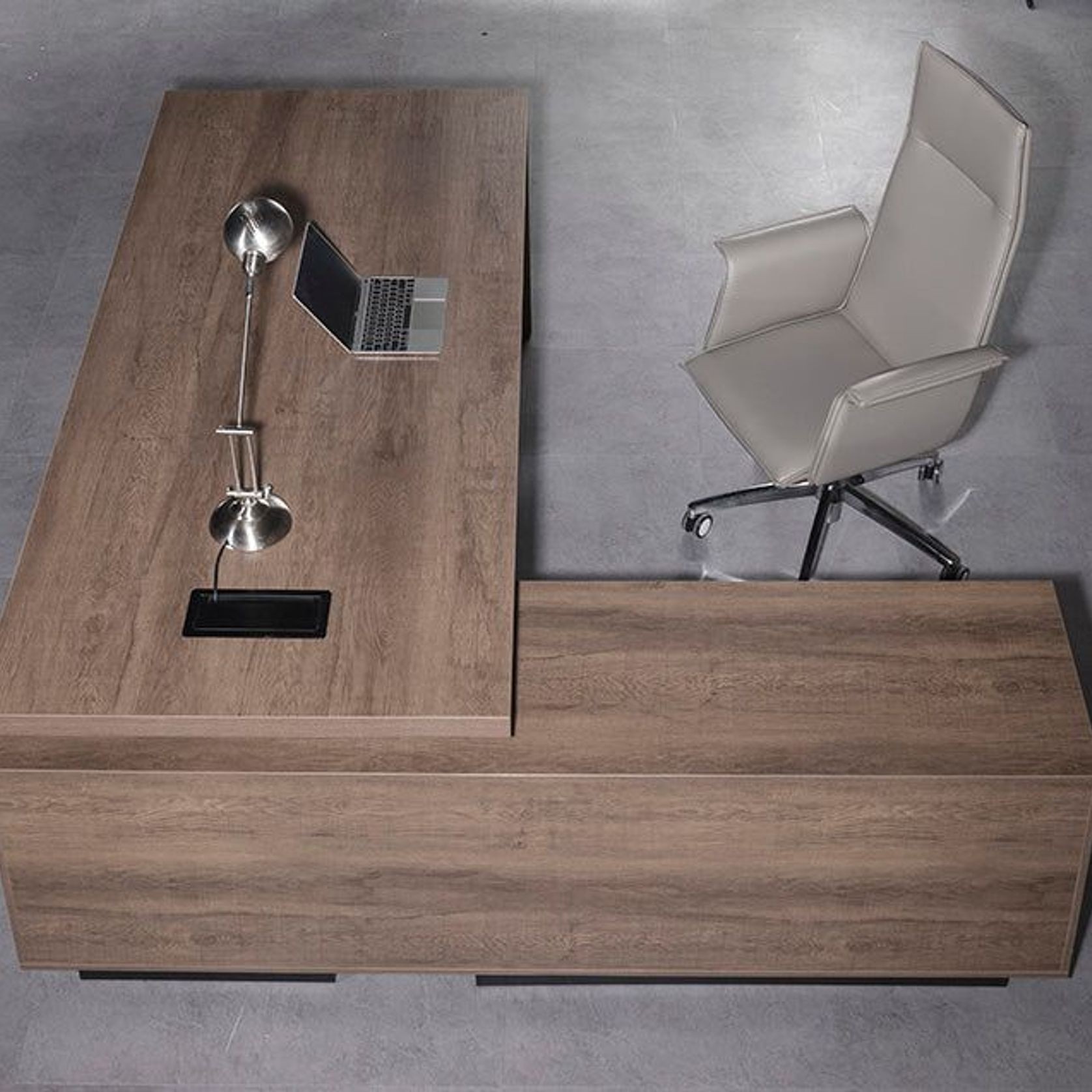 BALDER Executive Desk with Left Return 1.8-2.0M - Warm Oak & Black gallery detail image