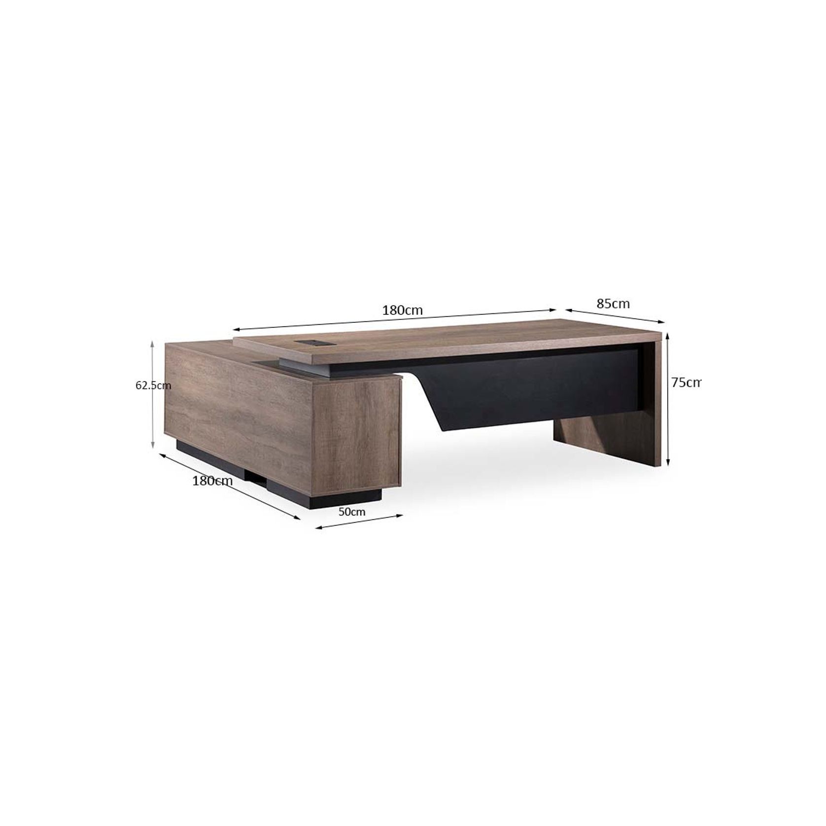 BALDER Executive Desk with Left Return 1.8-2.0M - Warm Oak & Black gallery detail image